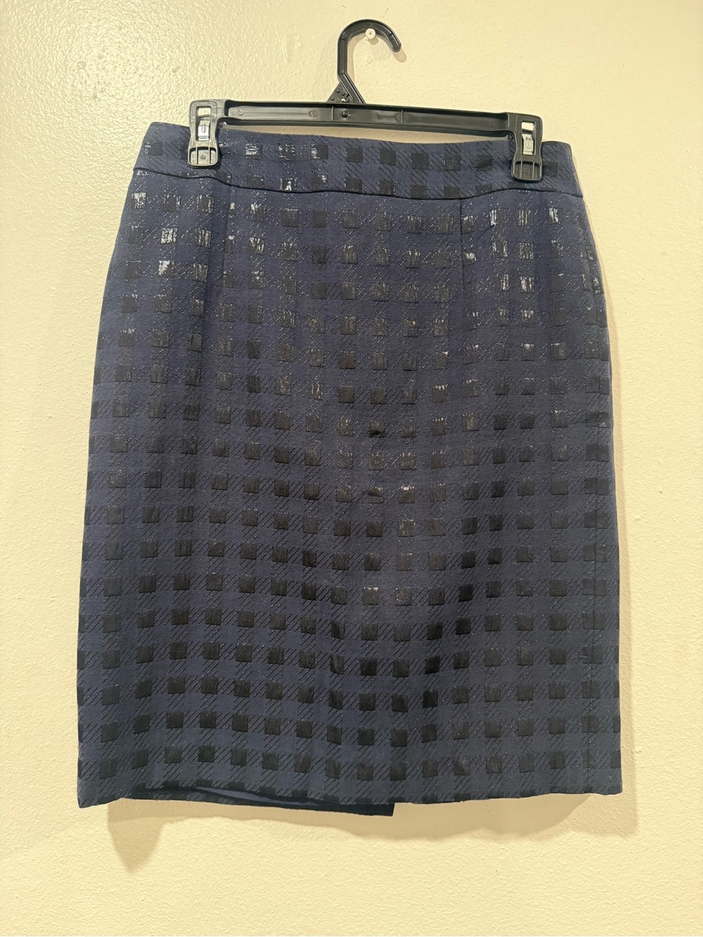 Banana Republic Navy Check Pencil Skirt